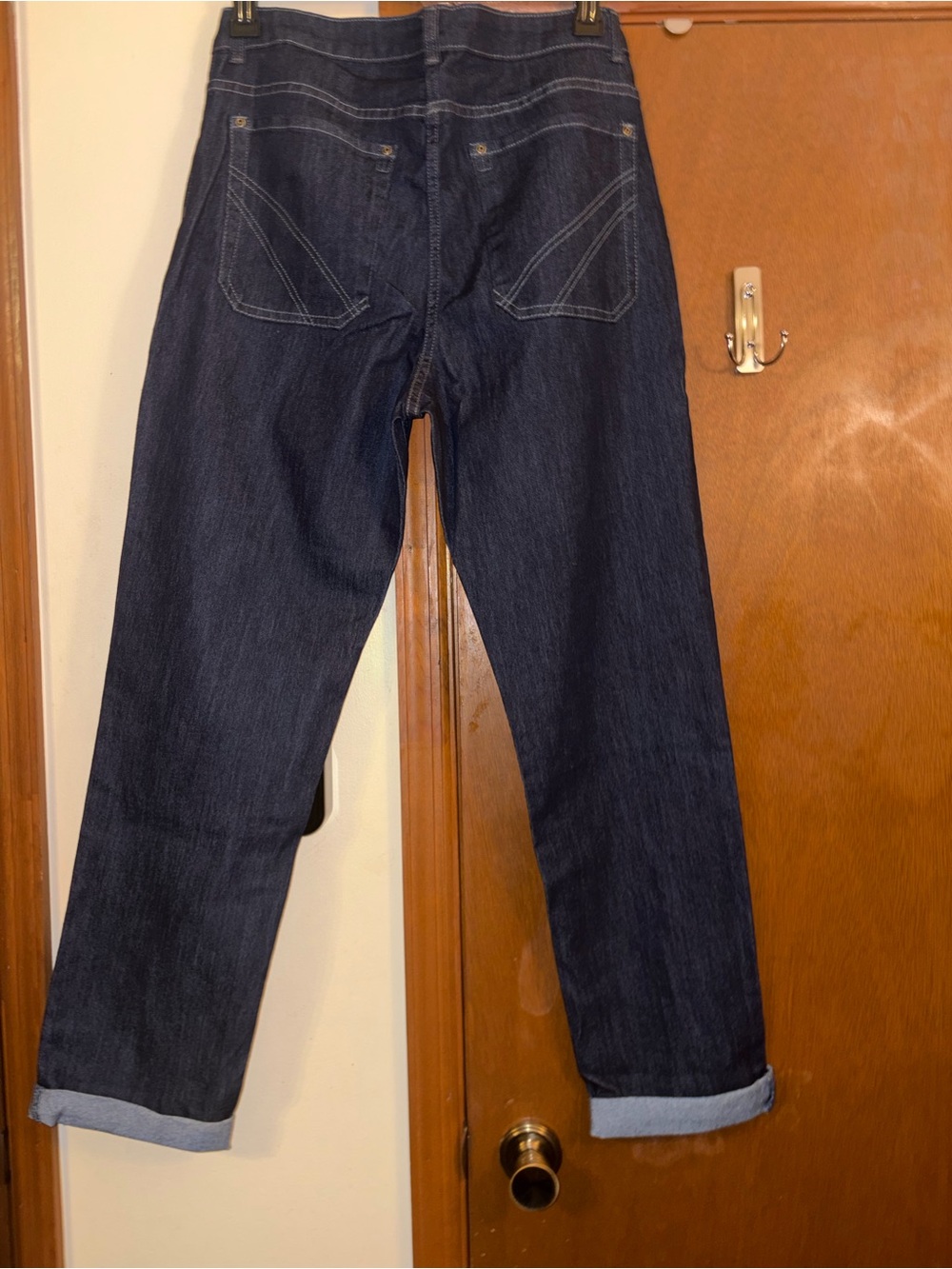 Women's Straight-Leg Dark Blue Jeans - Picture 4 of 5